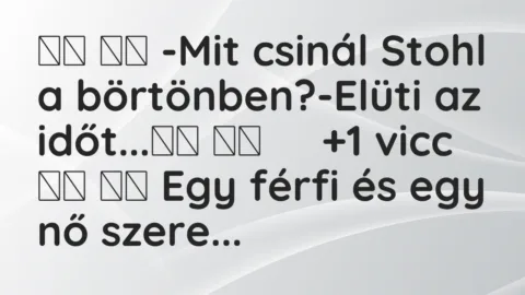 Viccek:
-Mit csinál Stohl a börtönben?-Elüti az… Viccek:
-Mit csinál Stohl a börtönben?-Elüti az…