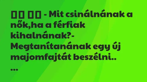 Viccek: 
		  
		  – Mit csinálnának a nők,ha a férfiak…