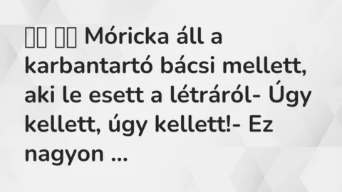 Viccek: 
		  
		  Móricka áll a karbantartó bácsi mellett, aki le…
