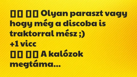 Viccek:
Olyan paraszt vagy hogy még a discoba is… Viccek:
Olyan paraszt vagy hogy még a discoba is…