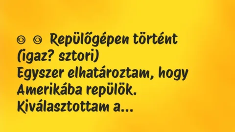 Vicces történet: 
	    	    Repülőgépen történt (igaz? sztori)


Egyszer…