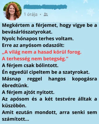 A terhességem nyolcadik hónapjában anyósom megalázott – Nem a férjem,... A terhesség alatt ért súlyos megaláztatás – A férjem csendben maradt, de az apósom váratlan gesztusa megváltoztatta az életemet