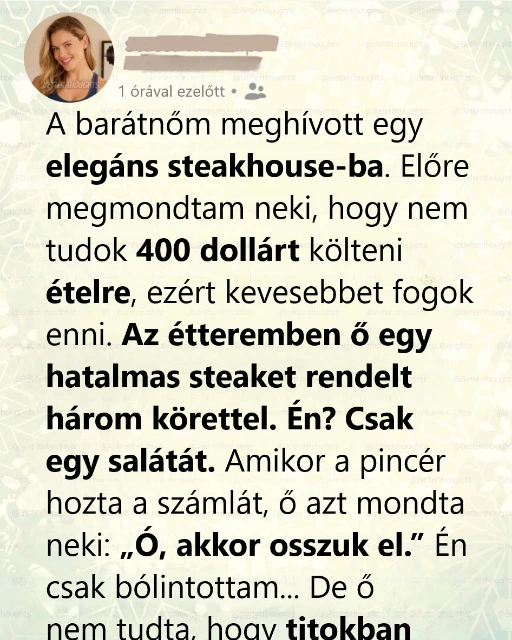 A barátom 400 dolláros steaket rendelt, és azt mondta, hogy