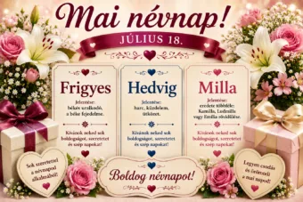 Mai névnap – Július 18.: Frigyes, Hedvig és Milla