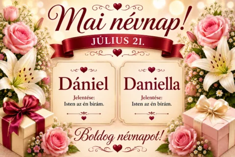 Mai névnap – Július 21.: Dániel és Daniella