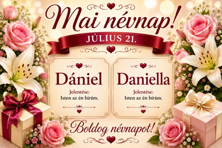 Mai névnap – Július 21. Dániel és Daniella Mai névnap – Július 21.: Dániel és Daniella