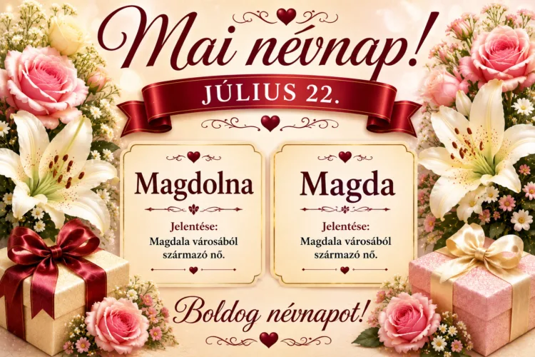 Mai névnap – Július 22. Magdolna és Magda Mai névnap – Július 22.: Magdolna és Magda