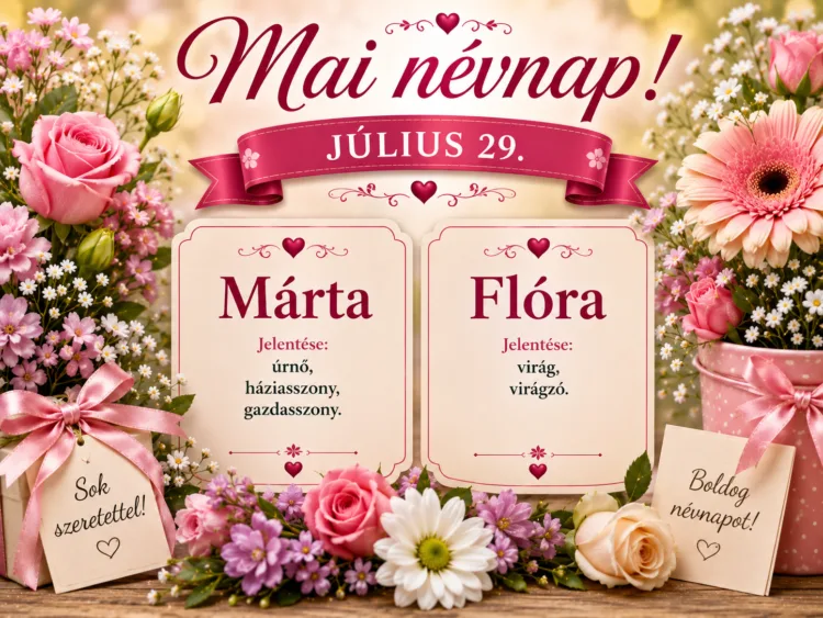 Mai névnap – Július 29. Márta és Flóra Mai névnap – Július 29.: Márta és Flóra