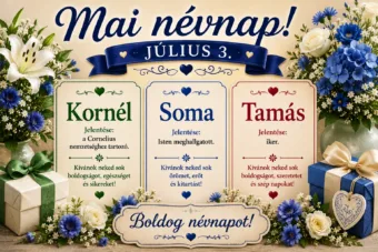 Mai névnap – július 3. Kornél, Soma és Tamás Mai névnap – július 3.: Kornél, Soma és Tamás