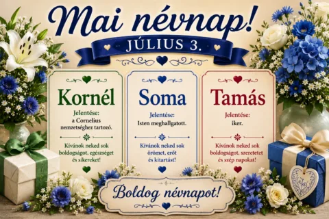 Mai névnap – július 3.: Kornél, Soma és Tamás
