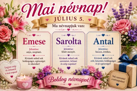 Mai névnap – július 5.: Emese, Sarolta és Antal