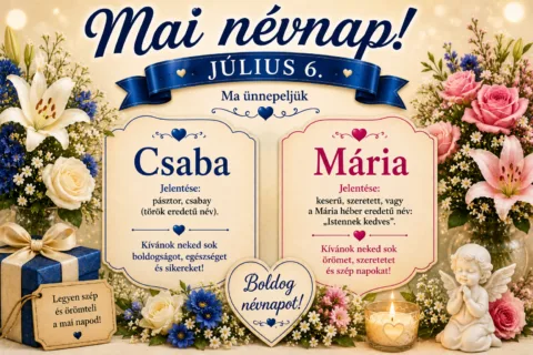 Mai névnap – július 6.: Csaba és Mária