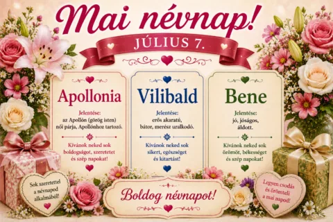 Mai névnap – július 7.: Apollónia, Vilibald és Bene