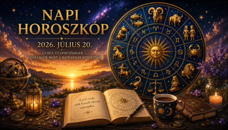Napi horoszkóp – 2026. július 20. Új hét, új lehetőségek – a csillagok most a bátraknak kedveznek Napi horoszkóp – 2026. július 20.: Új hét, új lehetőségek – a csillagok most a bátraknak kedveznek