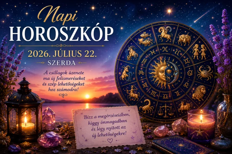 Napi horoszkóp – 2026. július 22. A szerdai csillagok új felismeréseket hoznak – ma érdemes hallgatni a megérzésekre Napi horoszkóp – 2026. július 22.: A szerdai csillagok új felismeréseket hoznak – ma érdemes hallgatni a megérzésekre