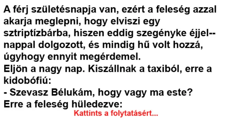 Vicc: A férj születésnapja van - Vicc: A férj születésnapja van –