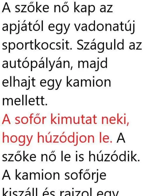 Vicc: A szőke nő kap az apjától egy vadonatúj sportkocsit