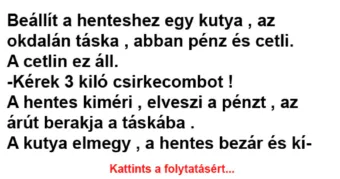 Vicc: Beállít a henteshez egy kutya –