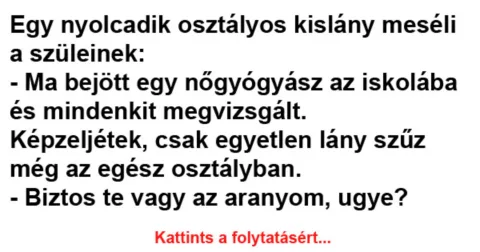 Vicc: Egy nyolcadik osztályos kislány meséli a szüleinek –