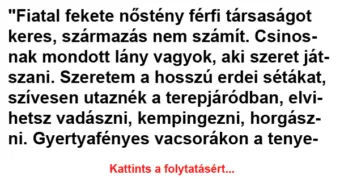 Vicc: Fiatal nőstény férfi társaságot keres