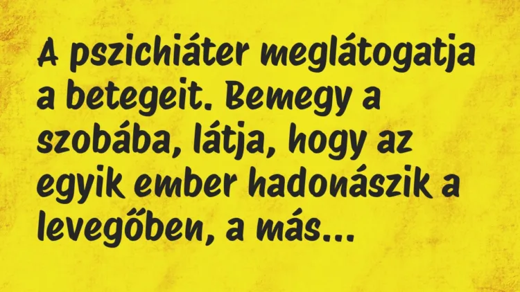 A pszichiáter meglátogatja a betegeit. Bemegy a szobába, látja, hogy a… – Vicc A pszichiáter meglátogatja a betegeit. Bemegy a szobába, látja, hogy a… – Vicc