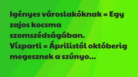 Igényes városlakóknak = Egy zajos kocsma… – Vicc