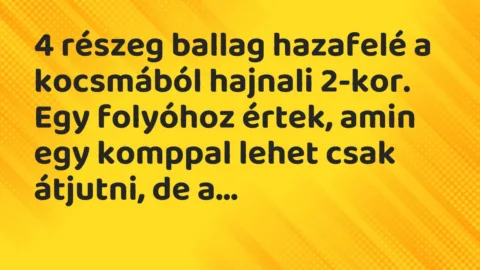 Vicc: 4 részeg ballag hazafelé a kocsmából hajnali 2-kor…