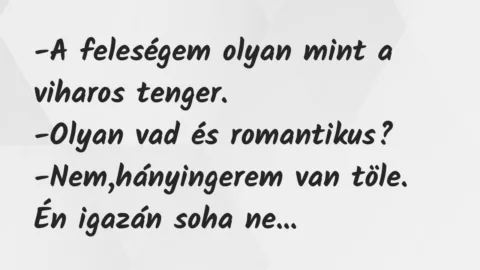 Vicc: A feleségem olyan mint a viharos tenger…