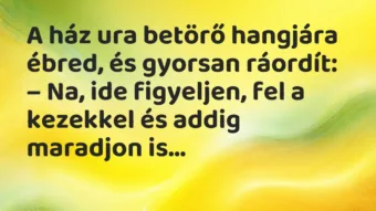 Vicc: A ház ura betörő hangjára ébred, és gyorsan ráordít…
