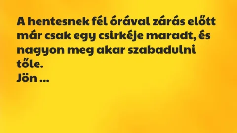 Vicc: A hentesnek fél órával zárás előtt…