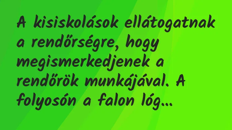 Vicc: A kisiskolások ellátogatnak a rendőrségre, hogy megismerkedjenek a… Vicc: A kisiskolások ellátogatnak a rendőrségre, hogy megismerkedjenek a…