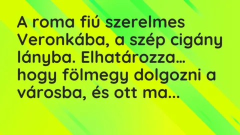 Vicc: A roma fiú szerelmes Veronkába, a szép cigány lányba. Elhatározza…
