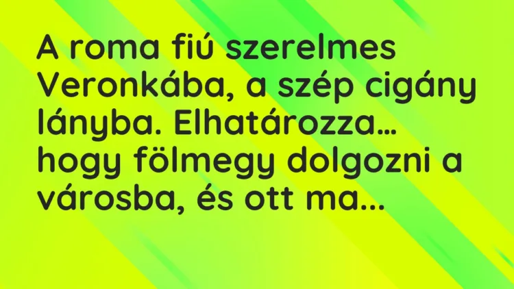Vicc: A roma fiú szerelmes Veronkába, a szép cigány lányba. Elhatározza… Vicc: A roma fiú szerelmes Veronkába, a szép cigány lányba. Elhatározza…