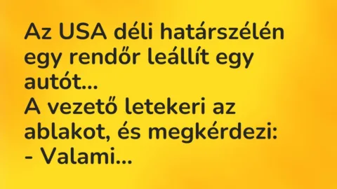 Vicc: Az USA déli határszélén egy rendőr leállít egy autót. A vezető letekeri…