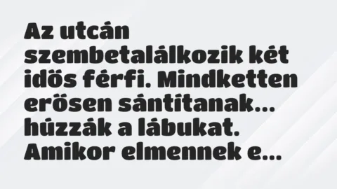 Vicc: Az utcán szembetalálkozik két idős férfi. Mindketten erősen sántítanak…