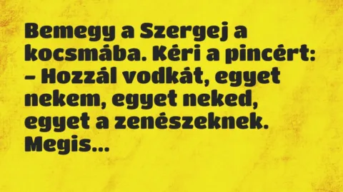 Vicc: Bemegy a Szergej a kocsmába. Kéri a pincért…