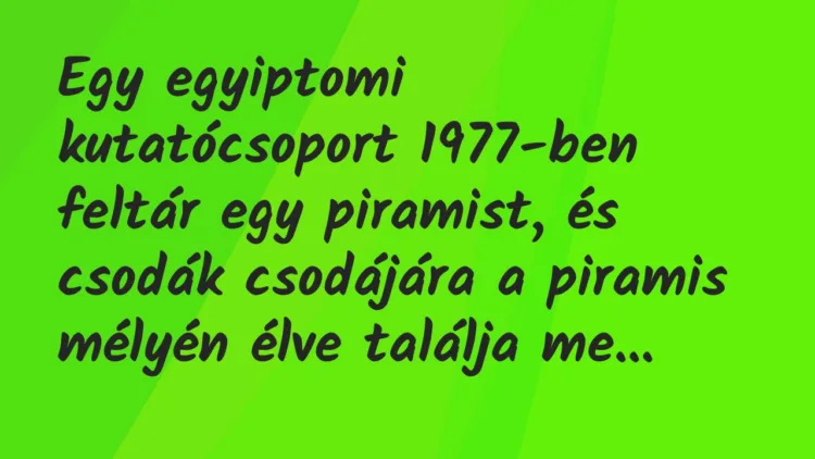 Vicc: Egy egyiptomi kutatócsoport 1977-ben feltár egy piramist, és csodák… Vicc: Egy egyiptomi kutatócsoport 1977-ben feltár egy piramist, és csodák…