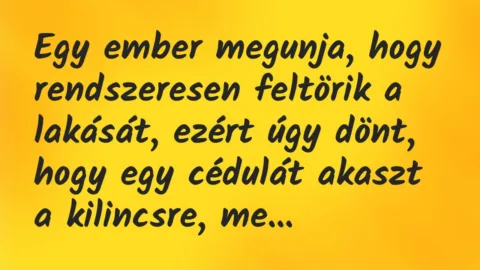 Vicc: Egy ember megunja, hogy rendszeresen feltörik a lakását, ezért úgy…