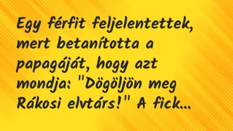 Vicc: Egy férfit feljelentettek, mert betanította a papagáját, hogy azt…