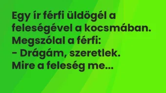 Vicc: Egy ír férfi üldögél a feleségével a kocsmában. Megszólal a férfi…