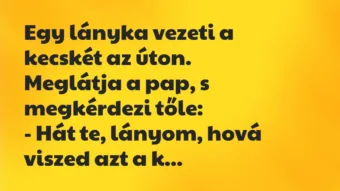 Vicc: Egy lányka vezeti a kecskét az úton…