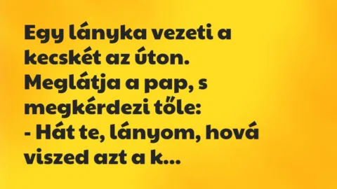 Vicc: Egy lányka vezeti a kecskét az úton…