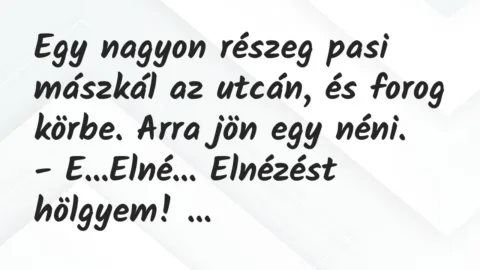 Vicc: Egy nagyon részeg pasi mászkál az utcán, és forog körbe…