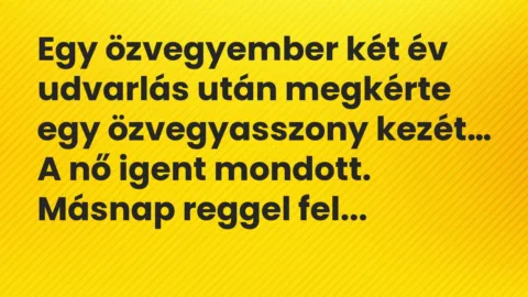 Vicc: Egy özvegyember két év udvarlás után megkérte egy özvegyasszony kezét…