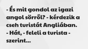 Vicc: – És mit gondol az igazi angol sörről? – kérdezik a cseh turistát… Vicc: – És mit gondol az igazi angol sörről? – kérdezik a cseh turistát…