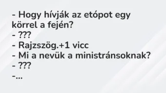 Vicc: – Hogy hívják az etópot egy körrel a fején?
– ???
-… Vicc: – Hogy hívják az etópot egy körrel a fején?
– ???
-…