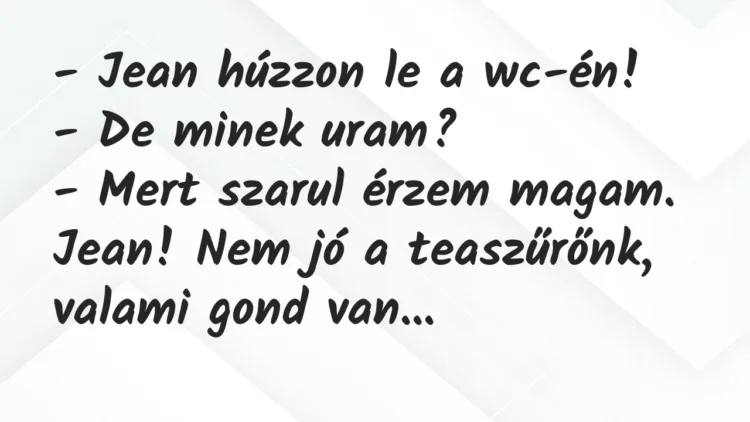 Vicc: Jean húzzon le a wc-én… Vicc: Jean húzzon le a wc-én…