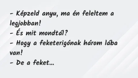 Vicc: Képzeld anyu, ma én feleltem a legjobban…