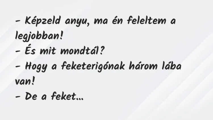 Vicc: Képzeld anyu, ma én feleltem a legjobban… Vicc: Képzeld anyu, ma én feleltem a legjobban…