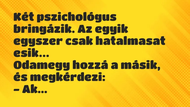 Vicc: Két pszichológus bringázik. Az egyik egyszer csak hatalmasat esik… Vicc: Két pszichológus bringázik. Az egyik egyszer csak hatalmasat esik…